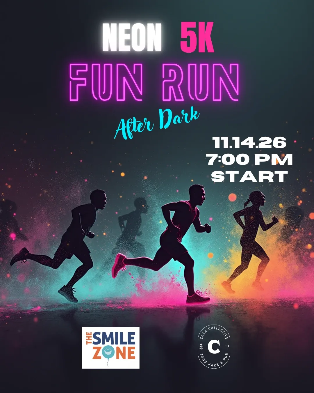 Neon 5K Fun Run After Dark, 14 November 2026, 7:00 PM start